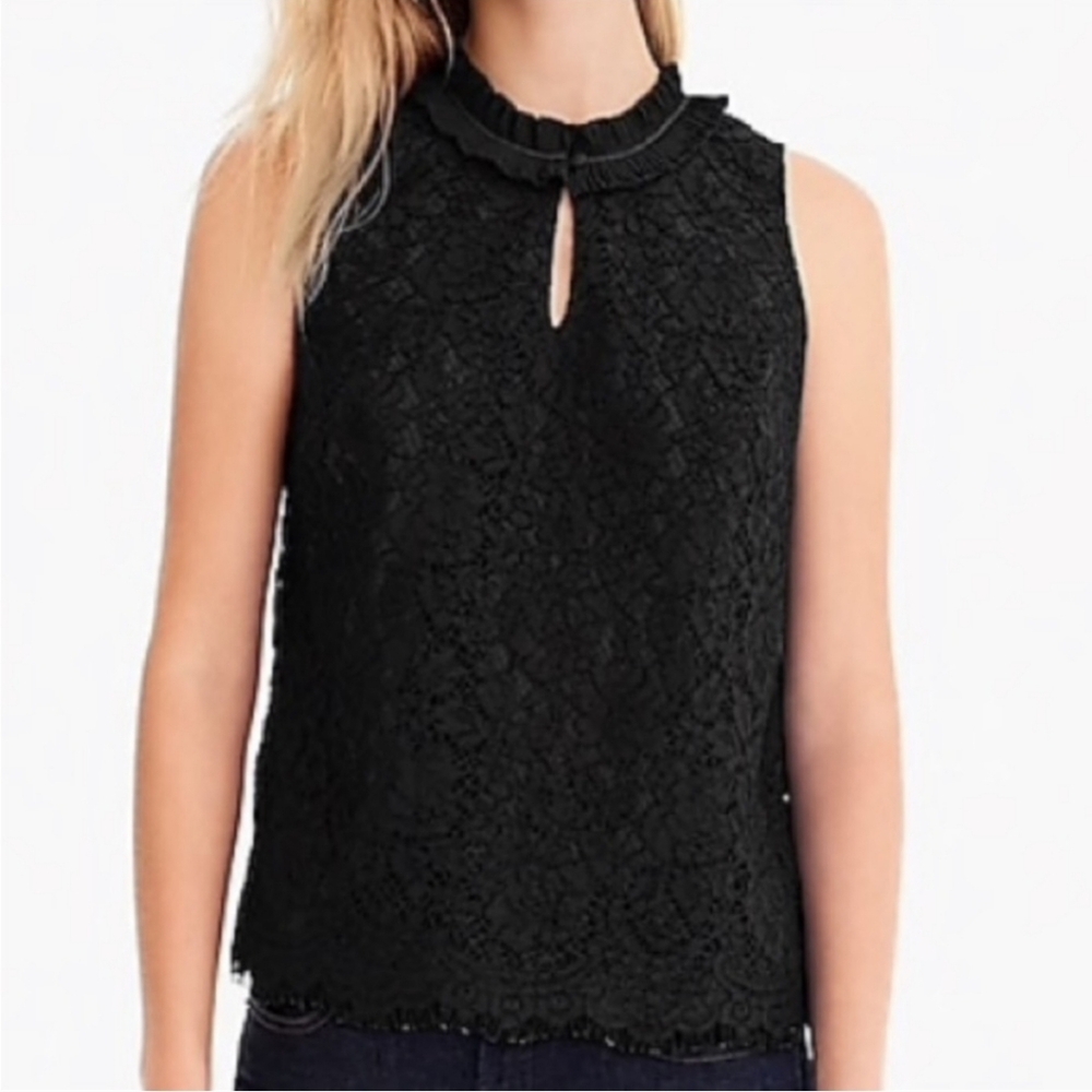 EUC JCrew black lace shell